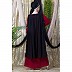 Party wear double layered abaya- Black-Red